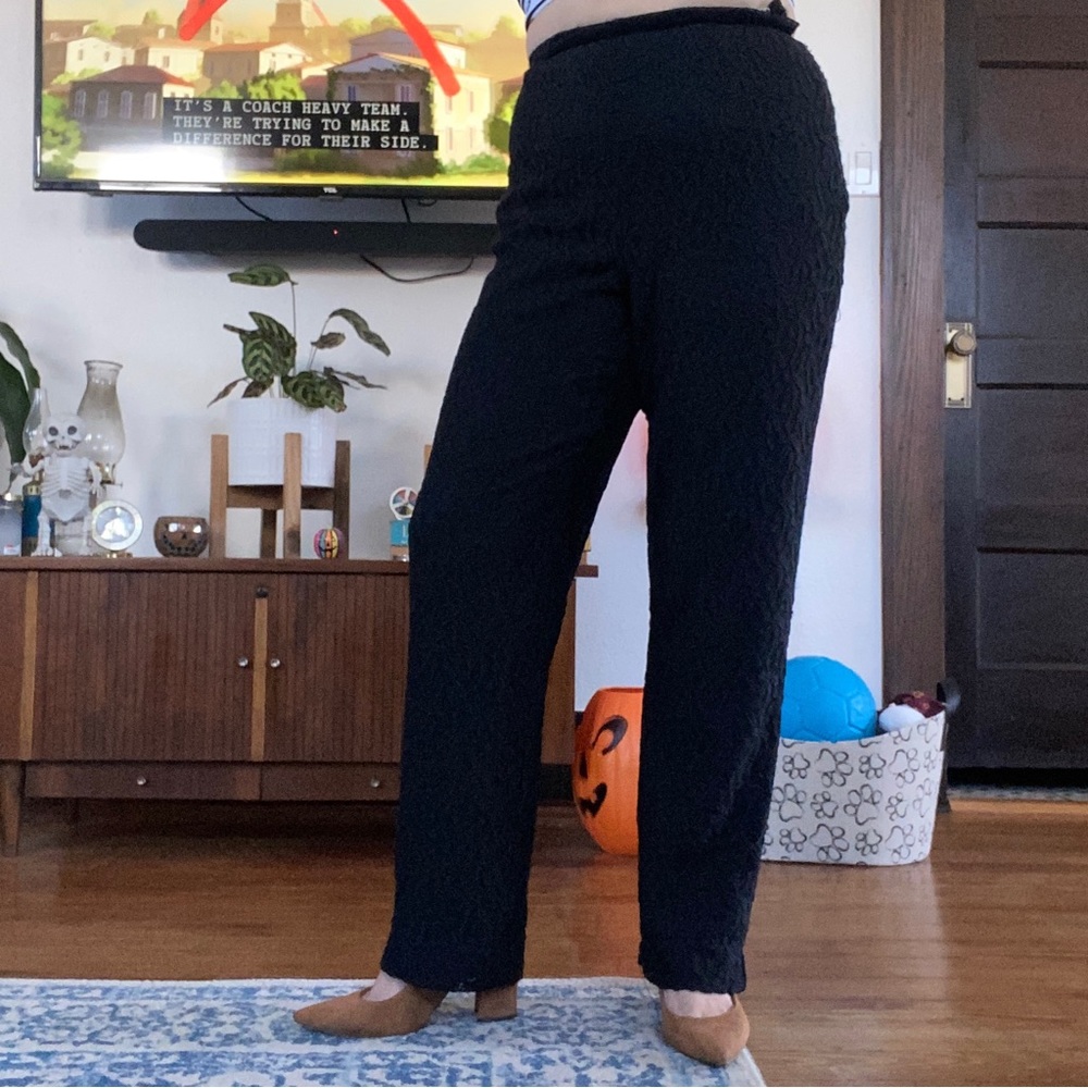 Vintage Solid Black Lace Straight Leg Pants